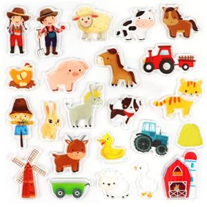 Farm Animals Window Cling Window Thick Gel Clings Decals Stickers for Kids Toddlers and Adults Home Airplane Classroom Nursery Farm Party Supplies Decorations Removable and Reusable 23 PCS