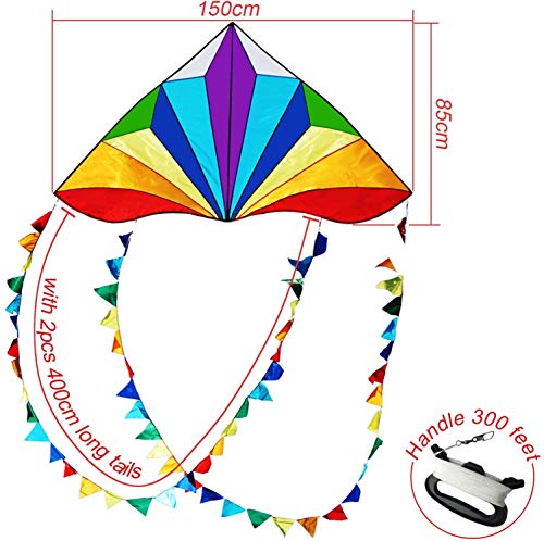 Large Delta Kite for Kids & Adults,Extremely Easy to Fly Kite for Beach Trip,String Line Included,with Colorful Colors Tail ,Perfect for Beginners, | The Storepaperoomates Retail Market - Fast Affordable Shopping
