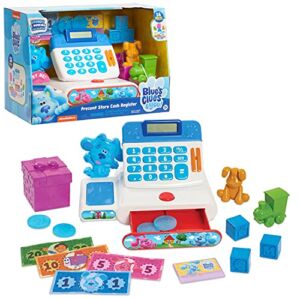 Just Play Blue’s Clues & You! Present Store Cash Register, 16-Piece Pretend Play Set with Lights and Sounds