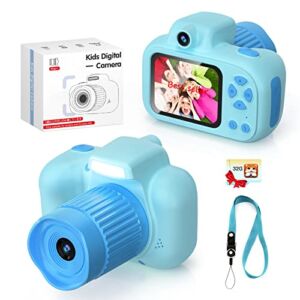 PVINE Upgrade Kids Camera Toys for 3-12 Year Old Boys, HD Digital Video Cameras with 32GB Card,Portable Toddler Camera,Birthday for 3 4 5 6 7 8 Year Old Kids(Blue)