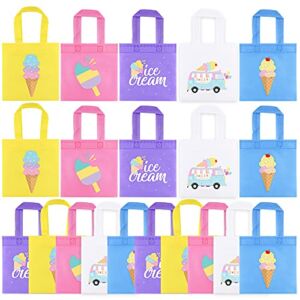 20Pcs Ice Cream Party Favor Bags, Ice Cream Reusable Non-Woven Gift Bag, Ice Cream Goodie Candy Tote Bag for Kid’s Ice Cream Theme Party Supplies Girl Sweet Birthday Summer Baby Shower Decorations