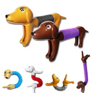 Dr.Kbder Pop Tubes Party Favor Sensory Fidget Toys, Dog Learning Toddler Toy for Kids Top ADHD & Autism Fidget 2022 Best Preschool Idea (2PCS)