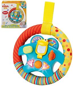 Steering Wheel Toy with Music,Lights,Sounds & Flip Up Mirror – Crib & Stroller Toys with Soft Fabric and Velcro Tap for Easy Attachment.Car Seat Toys for Babies 6-12 & 18 Months Babies and Toddlers