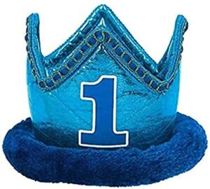Baby Boy 1st Birthday Crown – Metallic Blue, 1 Pc