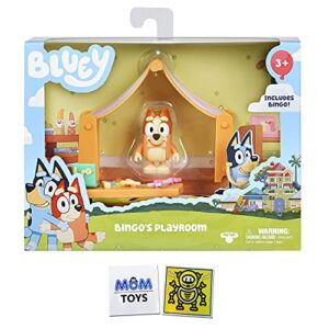 Bluey Bingo’s Playroom with 2.5″ Bingo Figure, Canopy, Table, Computer, Rug, and Xylophone Playset with 2 My Outlet Mall Stickers