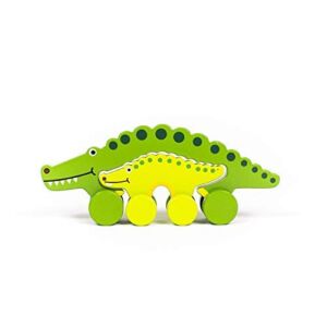 Jack Rabbit Big & Little Alligator Push Toy Creations – Adorable Nesting Animals Set is 2 Toys in 1 – Classic Rolling Wooden Toy – Develops Hand Eye Coordination & Motor Skills – Ages 18+ Months