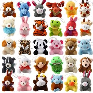 Laxdacee 32 Piece Mini Plush Animal Toy Set, Cute Small Animals Plush Keychain Decoration for Themed Parties, Kindergarten Gift, Teacher Student Award, Goody Bags Filler for Boys Girls Child Kid