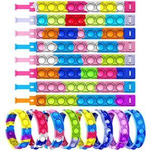 VIAI 16Pcs Pop Fidget Bracelet Toys – Party Favors for Kids Ages 8-12 – Toddler Toy Wristbands can Relieve Stress and Anxiety – Mini Push Bubble Fidget Sensory Toys for Autistic Children and Adults