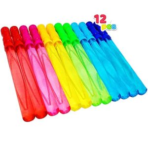 Joyin Toy 14’’ Big Bubble Wand Assortment (1 Dozen) with Bubble Refill Solution – Super Value Pack of Summer Toy Party Favor (Multicolor 1)