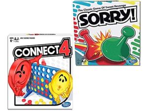 Hashbro Classic Sorry! Connect 4 Bundle |Friends, Family Indoor and Outdoor| Fun Strategy Board Games for Kids |Ages 6 and Up