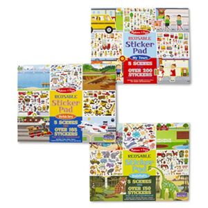 Melissa & Doug Reusable Sticker Pads Set: Habitats, Vehicles, Town: 115 Stickers – Restickable Stickers Book, Sticker Pads For Kids Ages 3+
