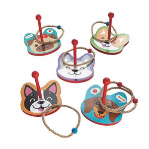 Puppy Dog Ring Toss Game – Includes 5 bases and 6 rope rings – Party Games