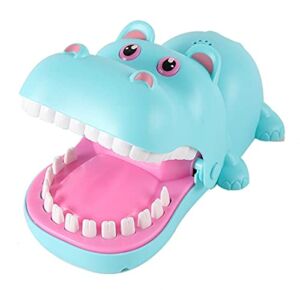 HUAFEI Bite Finger Toys with Sound Hippo Teeth bite Your Finger Game for Kids Over 3 and Also a Small Gift for Kids at Parties, Adult Party Game Toys (Blue, 10cm*11.5cm*19cm)