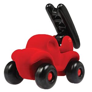 Rubbabu Fire Engine – Sensory Interactive Educational Toy for Kids & Baby – Safe & Soft w/Fuzzy Tactile Surface (Red)