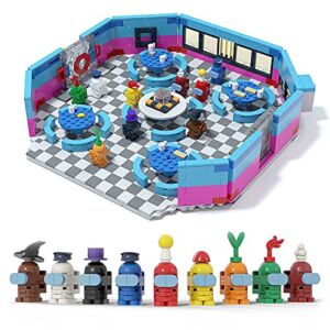 Werewolf Kill Cafeteria Space Airship Building Blocok Toys with 9 Characters Game Playing Action Figure ,Alien Building Blocks Model Kits for Boys Gifts for Kids,Creative Werewolf Items(1058pcs)