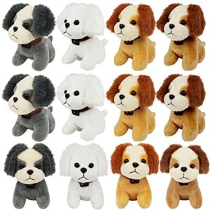 12 Pcs Puppy Stuffed Animal Bulk Small Dog Plush Animals Cute Stuffed Dog Party Favors for Kids Boy Girl Goodie Bag Fillers Carnival Prizes Valentine Birthday Party Gift, 4.7 Inch (Lovely Style)