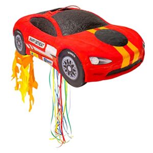 Race Car Pinata with Pull Strings, Exciting Birthday Game for Kids & Awesome Racing Party Decoration