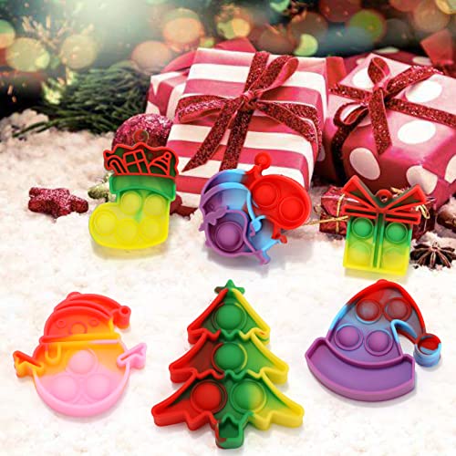 24 Pcs Mini Pop Fidget Toy Pack Christmas Ornaments, Simple Bubble Poping Keychain Anxiety Stress Relief Sensory Hand Squeeze Toy, Office Desk Toys for Kids Party Favor Decorations Gifts | The Storepaperoomates Retail Market - Fast Affordable Shopping
