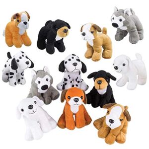 24 Plush Puppy Dog Stuffed Dog Animal Toys | Variety Pack Made of Soft Plush ● Great as a Party Favor, Gift, or Companion ● Pretend Play for Kids ● Dozen Puppy Assortment (24 Pack)