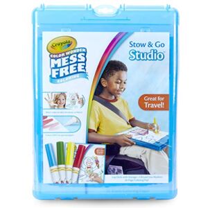 Crayola Color Wonder Stow & Go, Mess Free Coloring, at Home Activities for Kids, Gift, 34 Piece, Blue
