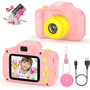 VATENIC Kids Toys Birthday for 3-10 Year Old Boys Girls, Kids Camera 1080P 2inch HD Children Digital Cameras for Girls,Toddler Camera for 3-9 Year Old Boy (with 32G SD Card) (Pink)