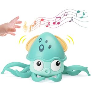 Treetoi Baby Crawling Musical Toys for Toddlers Christmas Birthday Gifts for Kids Dancing Octopus Toy LED Light Up Toys for Boys Girls