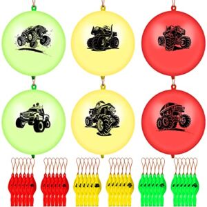 36 Pcs Truck Party Favor Truck Punch Balloons Colorful Punching Balloons with Rubber Bands Punch Ball Birthday Party Favors Punching Balls Toys for Fun Games Truck Party Supplies Goodie Bag Fillers