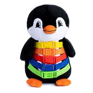 Buckle Toys – Blizzard Penguin Stuffed Animal – Montessori Learning Activity Toy – Develop Motor Skills and Problem Solving – Counting and Color Recognition – Kids Airplane Travel Accessories