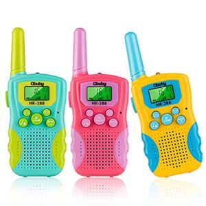 Toys for 3 4 5 6-12 Year Old Boys Girls,Obuby 3 Pack Walkie Talkies for Kids 3 KMs Long Range 2 Way Radio 22 Channels with Backlit LCD Flashlight Best Gifts for Girls Boys Outdoor Camping Game