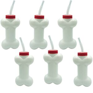 Dog Bone Cups with Straw (6 Pack) 14 oz – Paw Dog Patrol Party Supplies, Dog Birthday Party Supplies Decorations, Puppy Pals Dog Birthday Party Favors by 4E’s Novelty