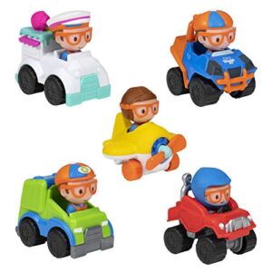 Blippi Mini Mobiles, 5 Pack Mini Vehicles – Features Character Toy Figure In Each Vehicle: Mobile/Car, Monster Truck, Recycle Truck, Ice Cream Truck, and Airplane – Educational Toys for Young Children