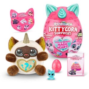 Rainbocorns Kittycorn Surprise Series 1 (Siamese Cat) by ZURU, Collectible Plush Stuffed Animal, Surprise Egg, Sticker Pack, Jelly Slime Poop, Ages 3+ for Girls, Children