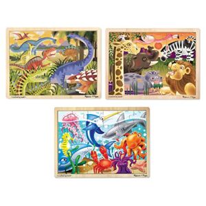 Melissa & Doug Jigsaw Puzzle Bundle (Dinosaur,Safari and Ocean) – Animal Puzzles, Wooden Jigsaw Puzzles For Kids Ages 3+