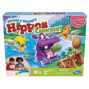 Hasbro Gaming Hungry Hungry Hippos Launchers Game for Kids Ages 4 and Up, Electronic Pre-School Game for 2-4 Players