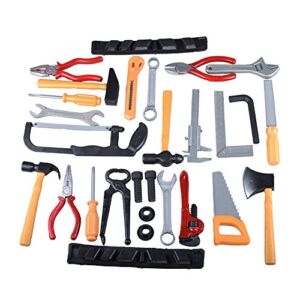 Gresdent 28 Pcs Kids Toy Tool Set Construction Party Supplies Plastic Pretend Play Accessory for Boys with Screwdrivers Pliers Axes Saws