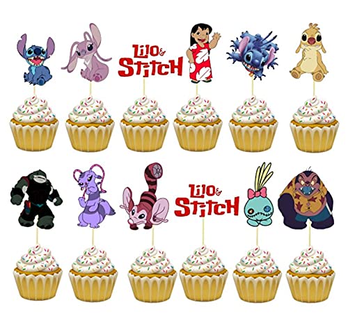 JEWELESPARTY 24PC LILO AND STITCH CUPCAKE TOPPER CAKE. PARTY SUPPLIES FAVOR DECORATIONS DECOR THEME IDEA FUN CELEBRATION HAPPY BIRTHDAY FAVO GIFT CENTERPIECE DANCE VIDEO GAME MUSIC | The Storepaperoomates Retail Market - Fast Affordable Shopping
