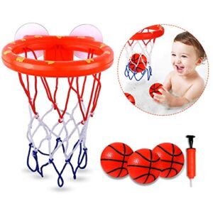 DEWEL Bath Toys for Toddlers, Premium Bath Basketball Hoop for Kids, Upgrade Suction Cup Basketball Hoop for Bath, Fun and Soft Bathtub Games Gift