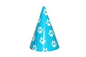 Dozen Paw Print Design Paper Party Hats with Chin Straps