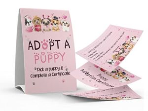 1 Adopt a Puppy Sign & 10 Puppy Adoption Certificate Set, Adopt An Party, Children Birthday Party, Classroom Parties/035B