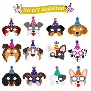 24 Pieces Dog Birthday Masks Funny Masks Dog Themed Paper Masks Dog Masks Birthday Garland Dog Theme Party Decoration Cardstock Baby Shower Dog Birthday Banner for Dog Puppy Birthday Party Favors