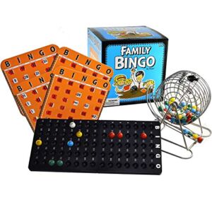 Regal Games – Family Bingo Set – Includes 8-Inch Bingo Cage, 75 Bingo Balls, Bingo Board, and 4 Premium, Shutter Slide Bingo Cards