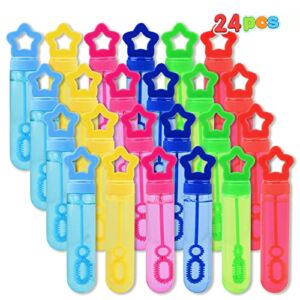 Sloosh 24 Pack Stars Mini Bubble Wand Set with 6 Colors, Bubble Summer Fun Toys for Kids Toddlers Outdoor Activity, Easter, and Assortment Outside Party Favors Bubbles