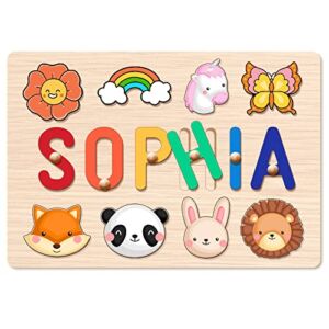 Baosity Name Puzzle for Kids Personalized, Custom Baby Gifts, 1st Birthday Gifts, Wooden Puzzles for Toddlers, Early Learning Toys for Baby Boy or Baby Girl