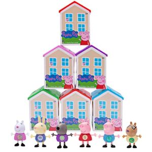 Peppa Pig Mystery House Figure Collection (6-Pack) – Each House has a Surprise Toy Action Figure Characters Inside – Great Gift, Stocking Stuffer & Party Favor for Kids – Ages 2+