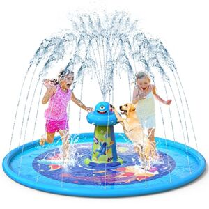 VATOS Splash Pad | Non-Slip Sprinkler Splash Play Mat 67″| Sprinkler for Kids | Kiddie Pool | Inflatable Baby Pool Outdoor Lawn Water Toys for Babies Toddlers Boys Girls Pet Dogs