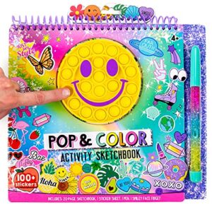 Just My Style Pop & Color Activity Sketchbook, Creative Fidget Sketchbook and Pen Set, Great Weekend Activity, Includes Cute Puffy Stickers & Mindfulness Activity Book for Kids Ages 6, 7, 8, 9