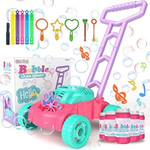 BubToy Girls Toys, Toddler Toys Bubble Machine for Girls, Great Birthday Gifts for Preschool Baby Girls, Automatic Bubble Mower Toys & Games, Baby Activity Walker for Outdoor