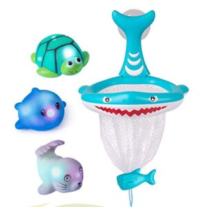 Bath Toys Fun Baby Bathtub Toy Shark Bath Toy for Toddlers Boys & Girls Shark Grabber with 4 Toy Fish Included (Shark Hoop & Friends)