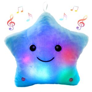 BSTAOFY 13‘’ Creative LED Musical Glow Twinkle Star Lullaby Light up Stuffed Animal Toys Soothe Kids Emotions Festival Gift for Toddlers, Blue