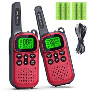 CONNECOM Rechargeable Walkie Talkies for Kids 22 Channels 2 Way Radio Toy, Best Gifts for Boys and Girls to Outdoor, Camping, Hiking, Adventure Game